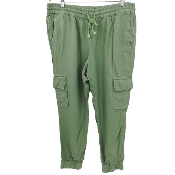 Elizabeth and James Pull on Green Cargo Jogger Pants Size XL Drawstring Pockets - Picture 1 of 9